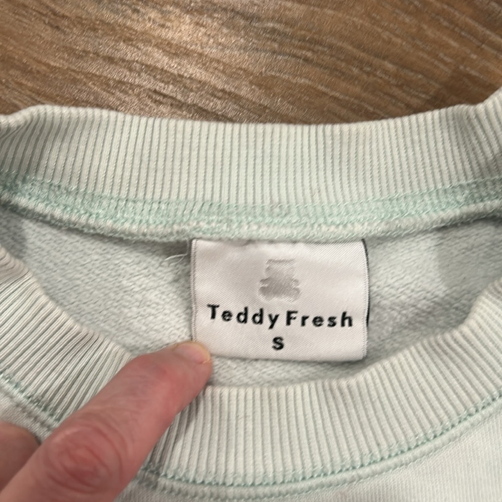 teddy fresh classic fleece cut off crewneck, size S. Pale green - Picture 6 of 15